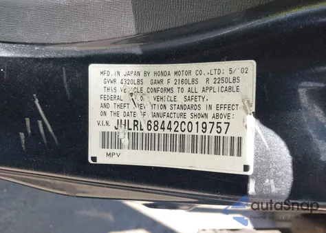 2002 Honda Cr-V Lx z USA, uszkodzony, nr VIN JHLRD68442C019757